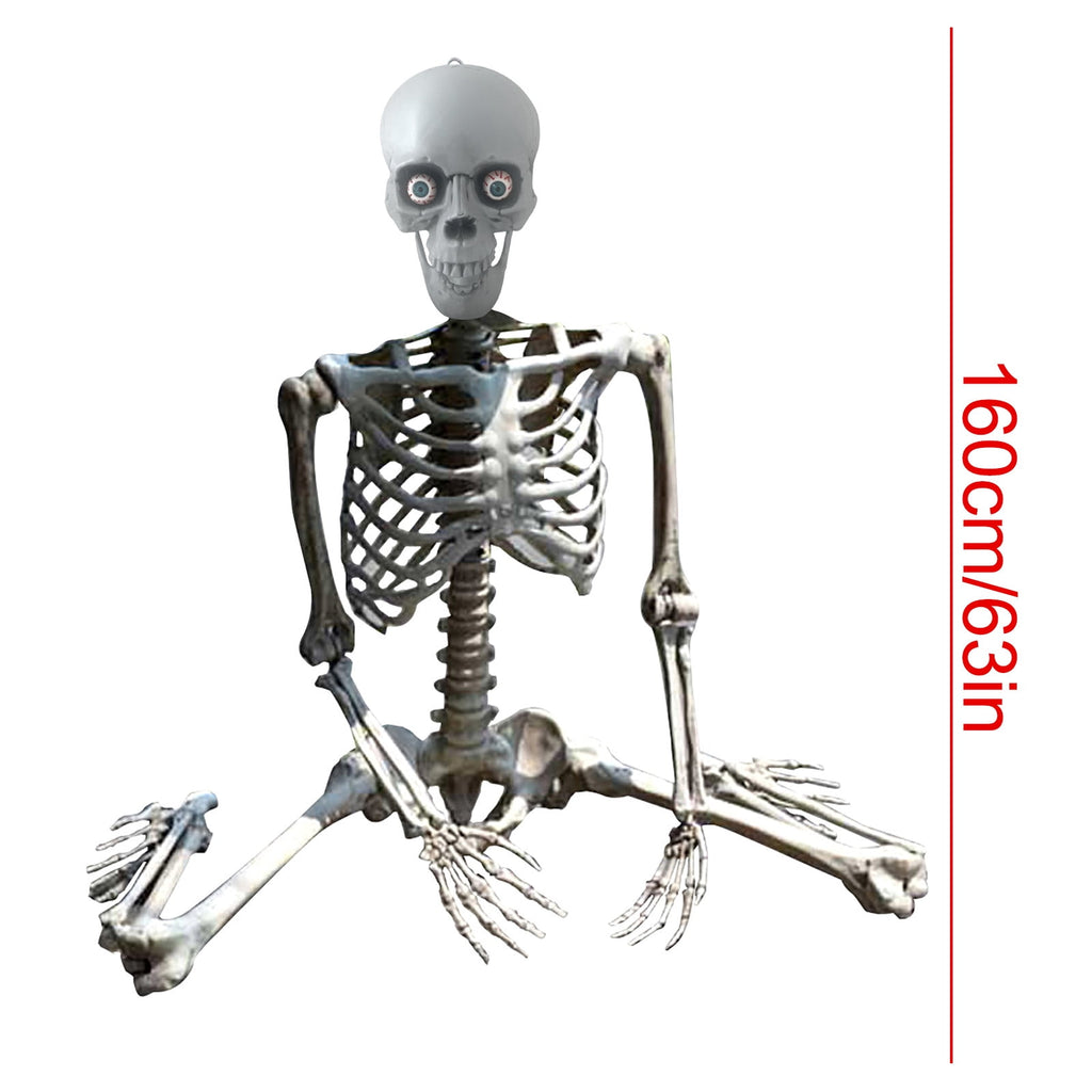FAMTKT 63inch Halloween Skeleton Halloween Decorations, Halloween Skeleton Prop Human Full Size Skull Hand Life Body Anatomy Model Decor Skull Party Decorations