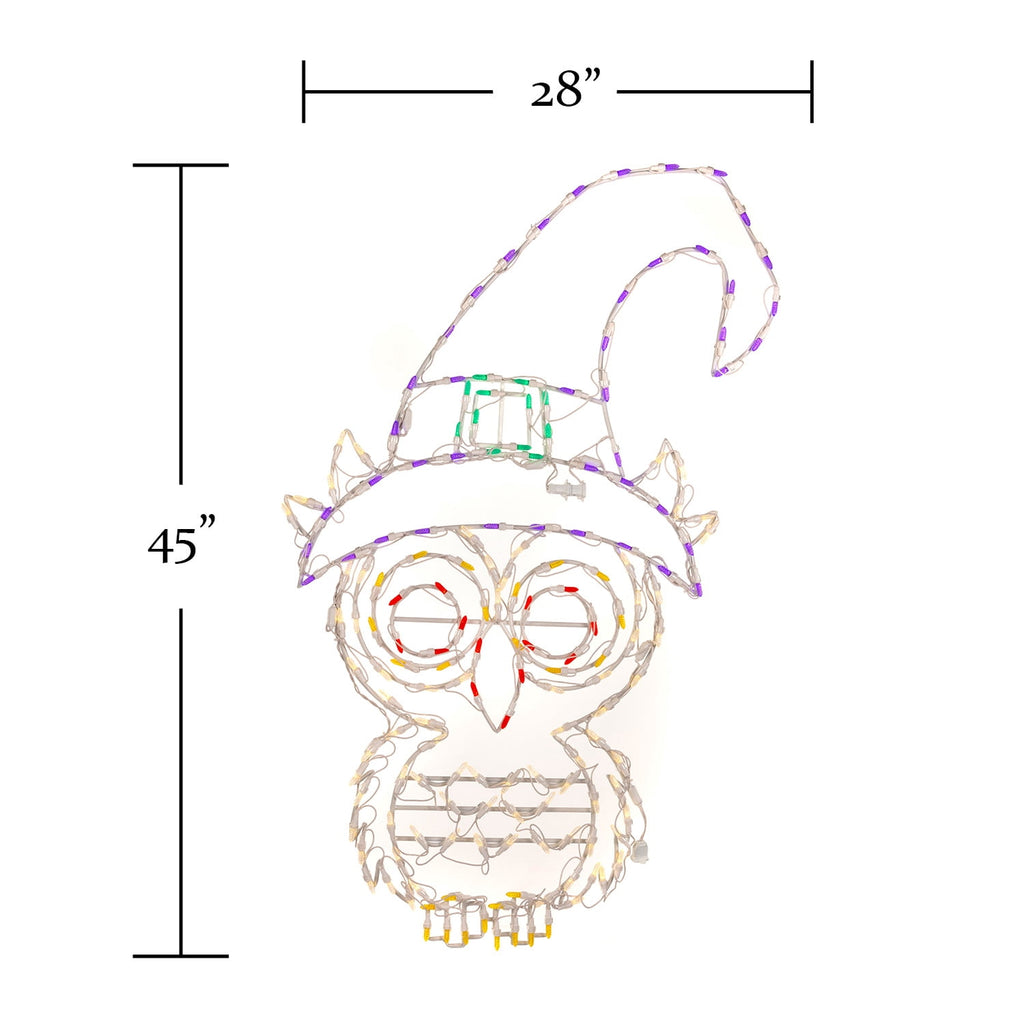 Holidynamics LED Outdoor Metal Framed 45in Witch Owl Halloween Display