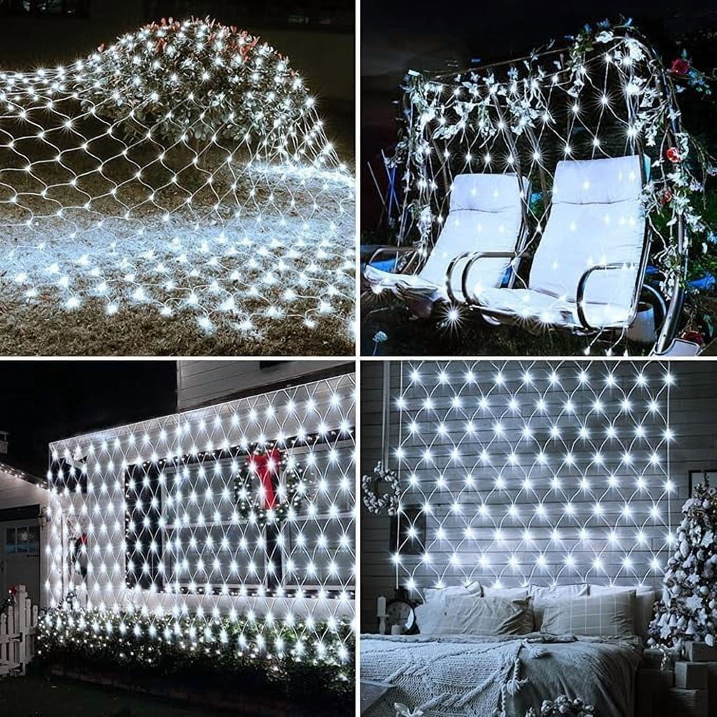 SHANJIA Garden Net Lights Battery Operated, 4mx6m 672LEDMesh Fairy String Lights Fairy Net Lights 8 Modes Waterproof Net Mesh String Lights for Garden Balcony Decor