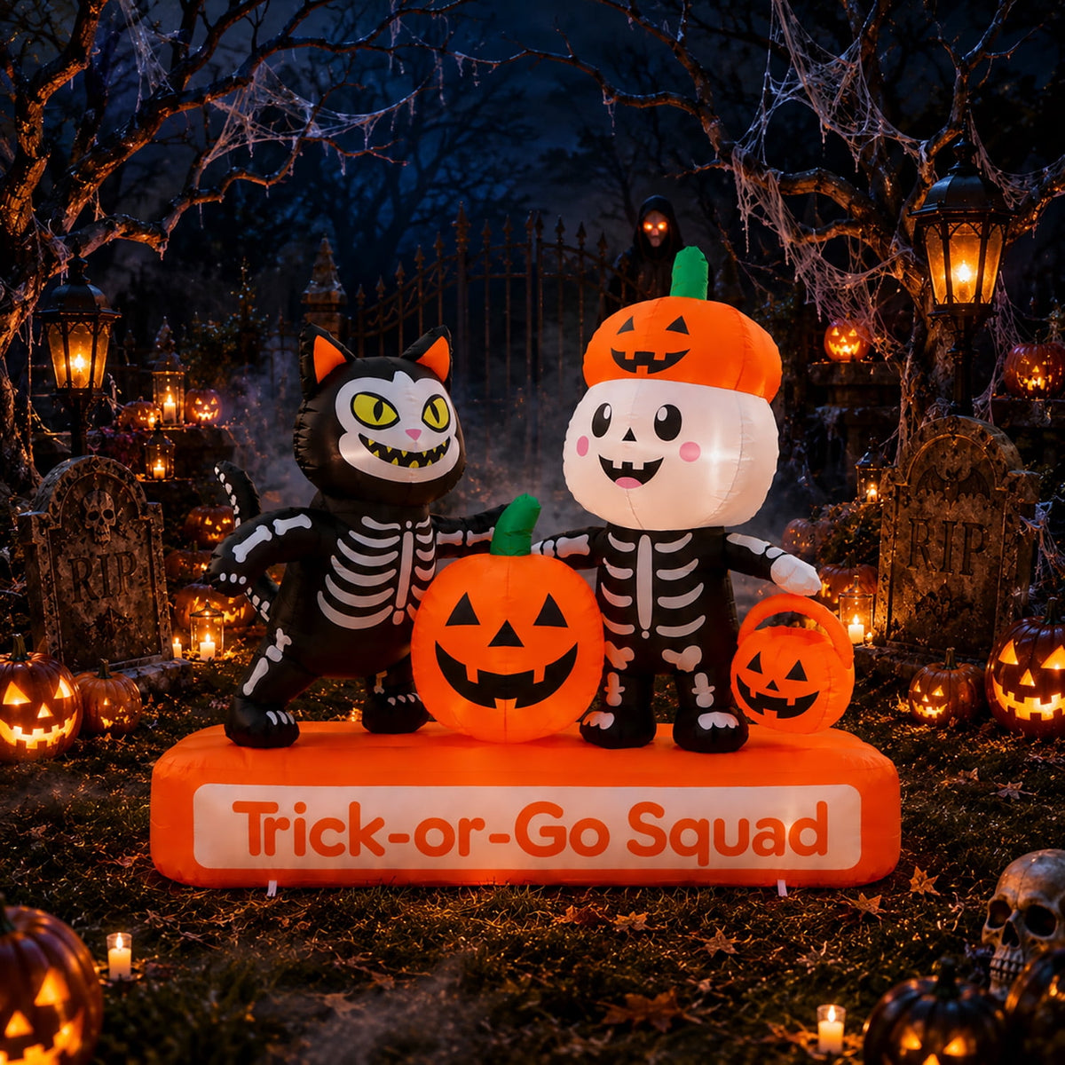 Toiyjofe 5.5 ft Halloween Inflatable Ghost with Pumpkin, LED Lighted Cute Halloween Yard Decoration for Porch, Lawn, Walkway & Party