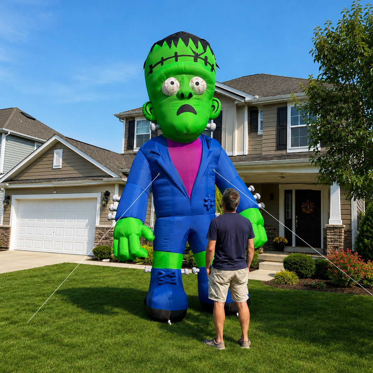 Wellcomer 20ft Giant Inflatable Frankenstein with Blower - Halloween Outdoor Decor