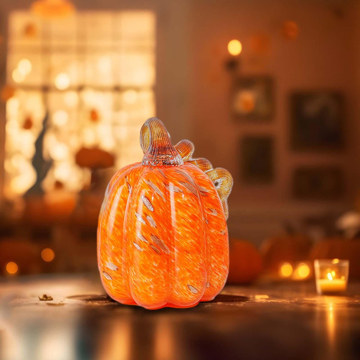 Glass Pumpkin Decoration Artificial Pumpkin for Halloween Thanksgiving Decor L