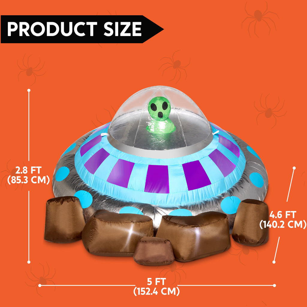 Joyfy 9 ft Halloween Inflatable UFO Alien Decoration with Built-in LEDs,UFO Halloween Decorations Outdoor Blow Up Yard Lawn Decoration