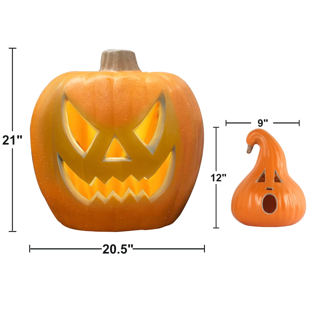 21in+12in LED Light Up Jack O Lantern Halloween Pumpkin Lights Indoor/Outdoor Holiday Festival Garden Patio Front Door Decor