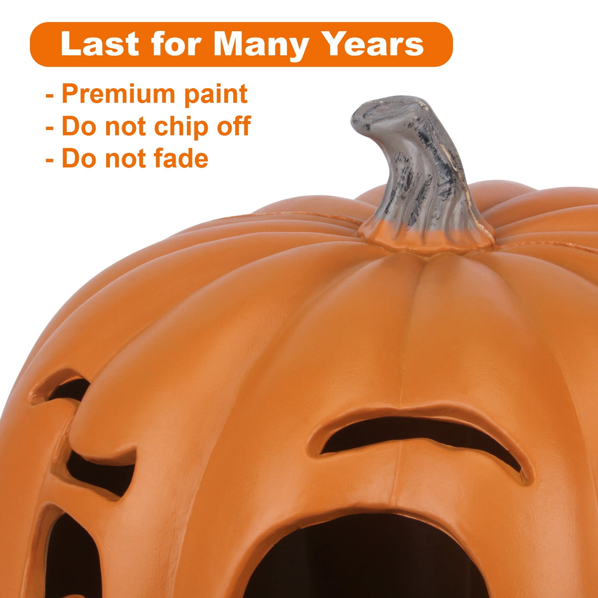 Gamexcel 21" LED Light-Up Jack O Lantern, Pre-lit Halloween Plastic Pumpkin Lights for Indoor/Outdoor Decoration - Angry Face