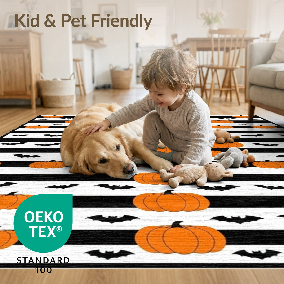 ODIKA Halloween Spooky Harvest Striped Welcome Ghosts Fallc Door Doormat Stain Resistant Low Profile for Dorm Room, Small Living Apartment