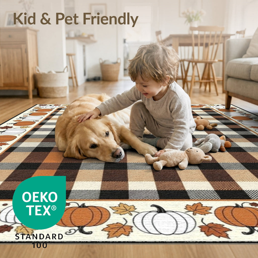 ODIKA Halloween Spooky Harvest Striped Welcome Ghosts Fallc Door Doormat Stain Resistant Low Profile for Dorm Room, Small Living Apartment