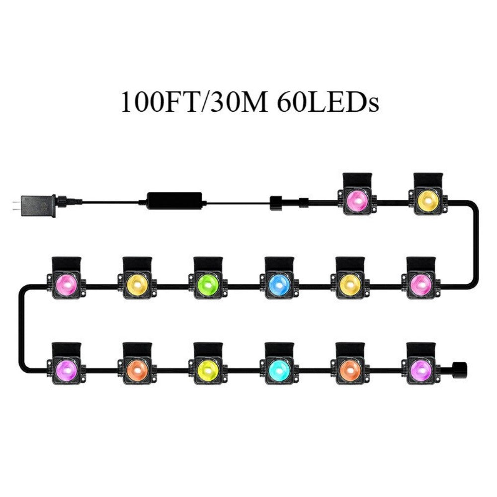 VIVIHEYDAY Permanent Outdoor Lights 100ft, Smart RGB App Remote Control Outdoor Lights with 60 LEDs, LED Eaves Lights IP67 Waterproof, House Roof Outdoor Lighting for Party, Halloween, Christmas