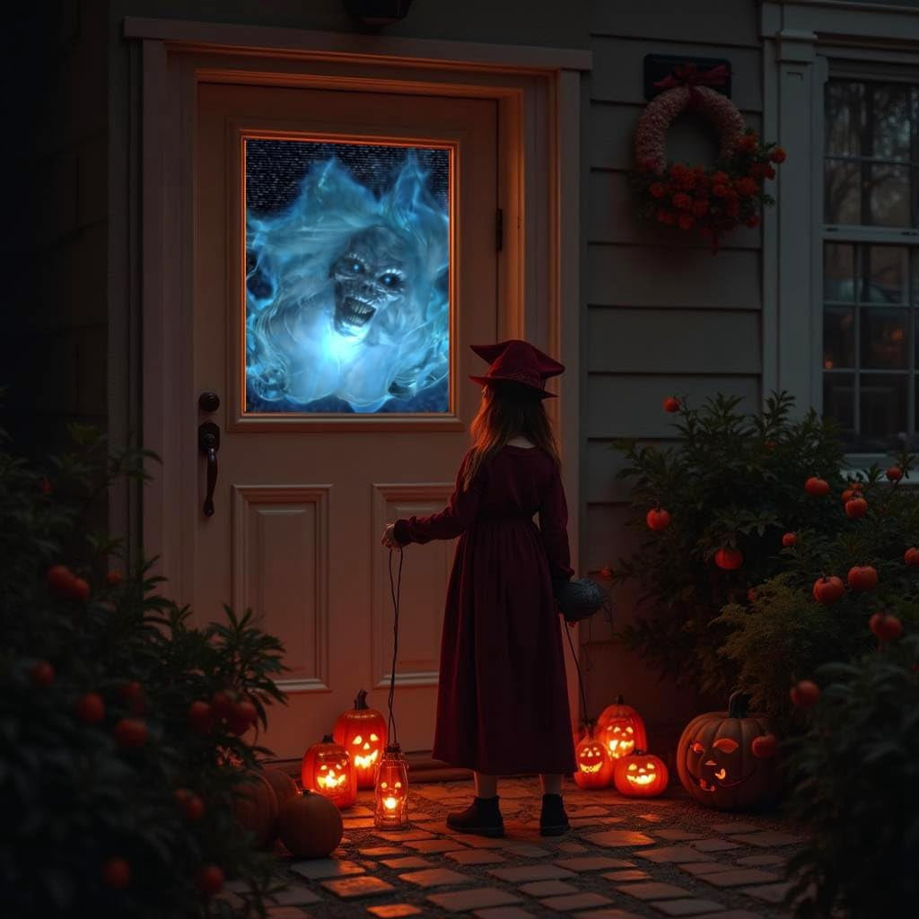 HoliScapes USB Projector Kit - AtmosFx Spooky Halloween Hollusion Vol 2 on USB + Projector + 5 ft x 9 ft Holographic Screen