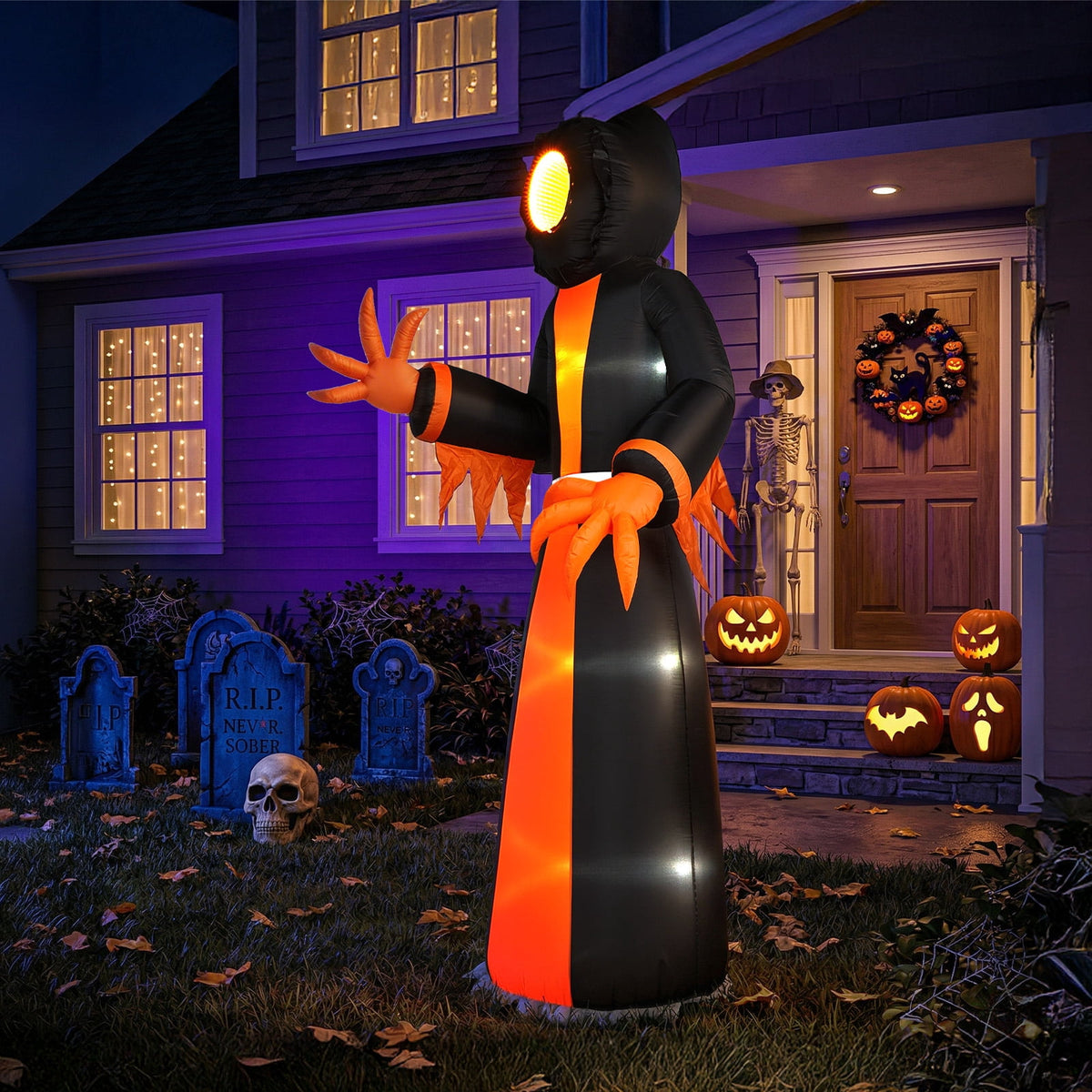 Ktaxon 12' Halloween Inflatables Ghost Outdoor Halloween Decoration,Built-In LED