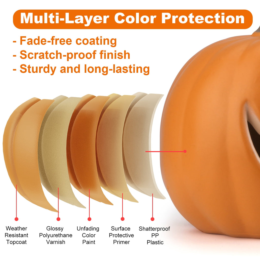 Gamexcel 10" + 14" Pre-Lit Jack O'Lanterns - Indoor/Outdoor Halloween Decorations for Party & Home, Lighted Pumpkin, 2 Pack, Orange