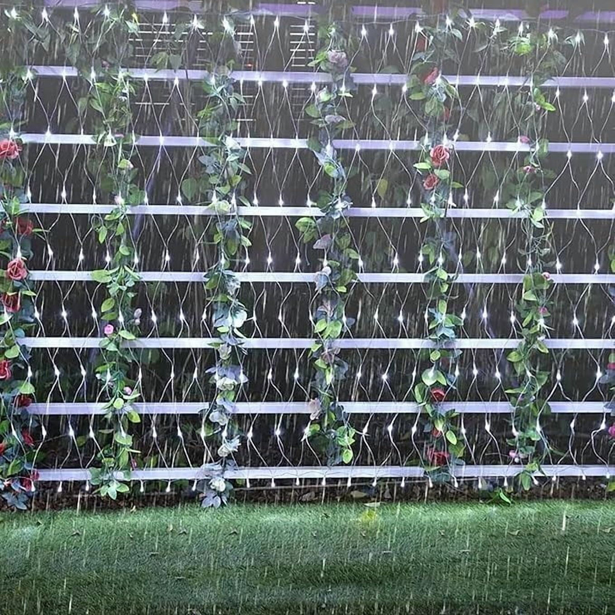 SHANJIA Garden Net Lights Battery Operated, 4mx6m 672LEDMesh Fairy String Lights Fairy Net Lights 8 Modes Waterproof Net Mesh String Lights for Garden Balcony Decor