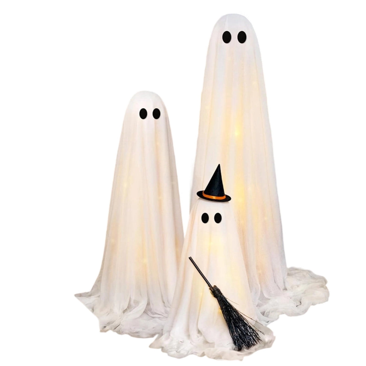 Halloween Decorations - Halloween Decorations Outdoor - Set of 3 Light Up Spooky Ghosts Decoration with 8 Light Modes Timer Remote- Indoor Cute Party Ghost Decor for Yard Porch Lawn Home Front Door