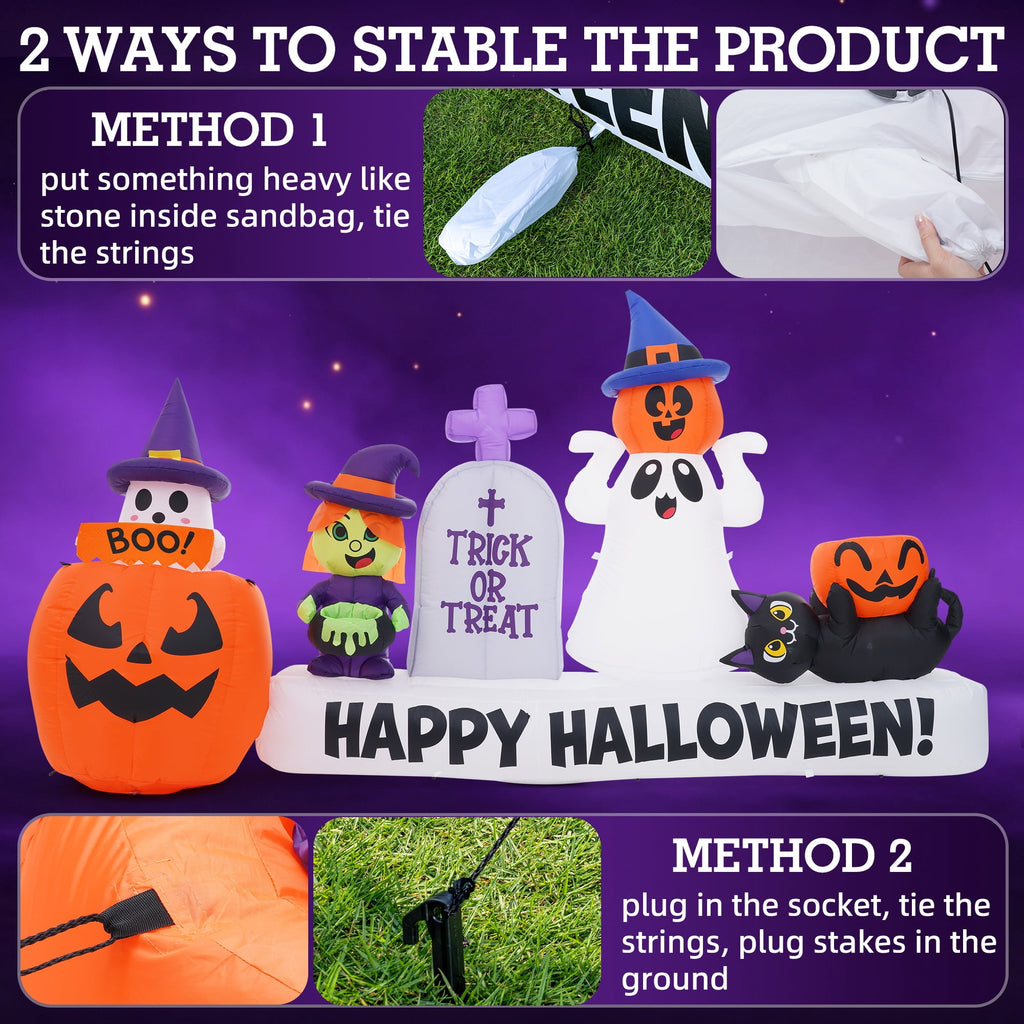 BSHAPPLUS® 9 ft Halloween Pumpkin UFO Inflatable,Walk-in Inflatable Yard Decor with Levitating Cow,Built-in LED Lights,Outdoor Blow up Decor for Lawn Garden Party,19.7ft Extra-Long Power Cord