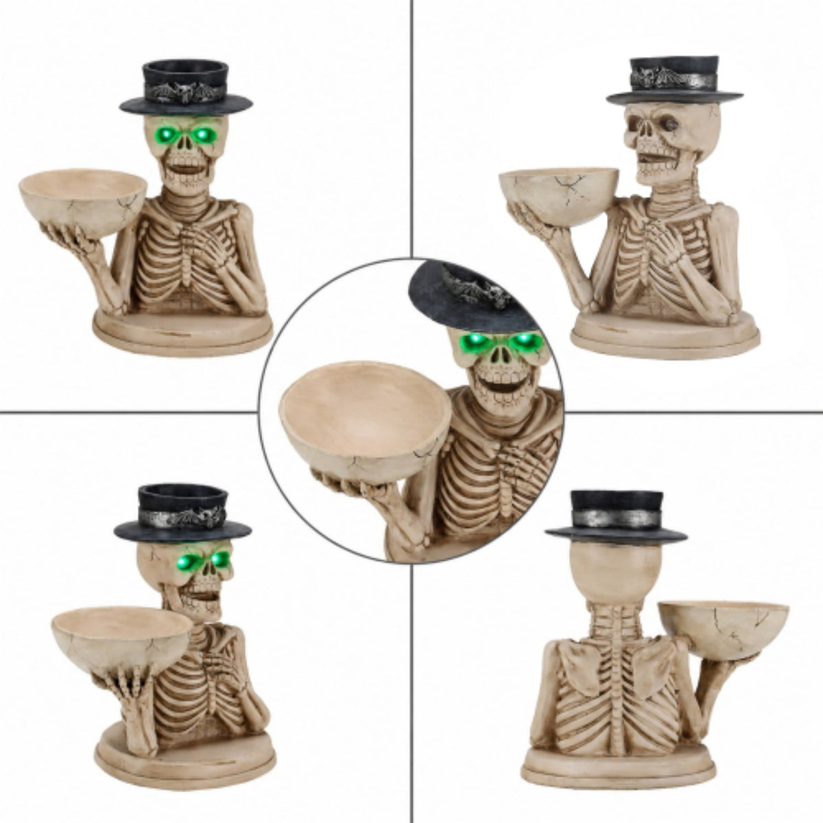 SpookHaven Halloween Jack‑O‑Lantern Pumpkin Mist Sprayer Figurine, LED Light‑Up Fogger with Witch Hat & Skull Decoration, Spooky Ornament for Tabletop Entryway Halloween Party Home Decor