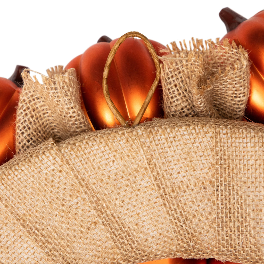 Northlight Jack-O-Lanterns with Burlap Ribbon Small Artificial Halloween Wreath - 20" - Unlit