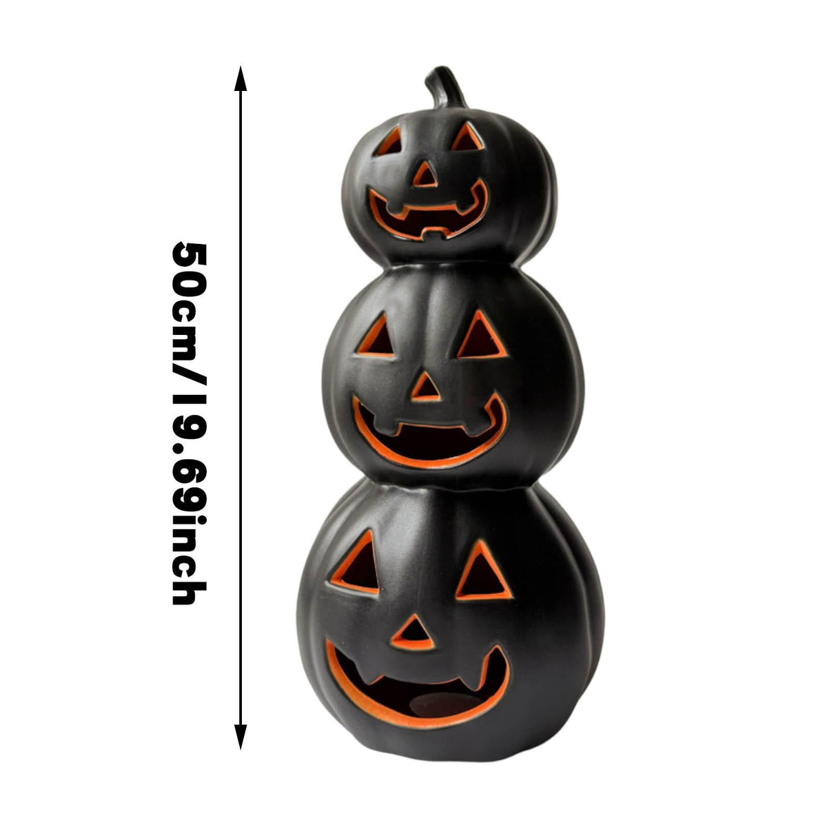 3 Tiers Black Jack O Lanterns Light up Pumpkins Halloween Pumpkin Decoration Bundle Pre-lit Pumpkin Lights for Halloween Indoor Outdoor Yard Decor
