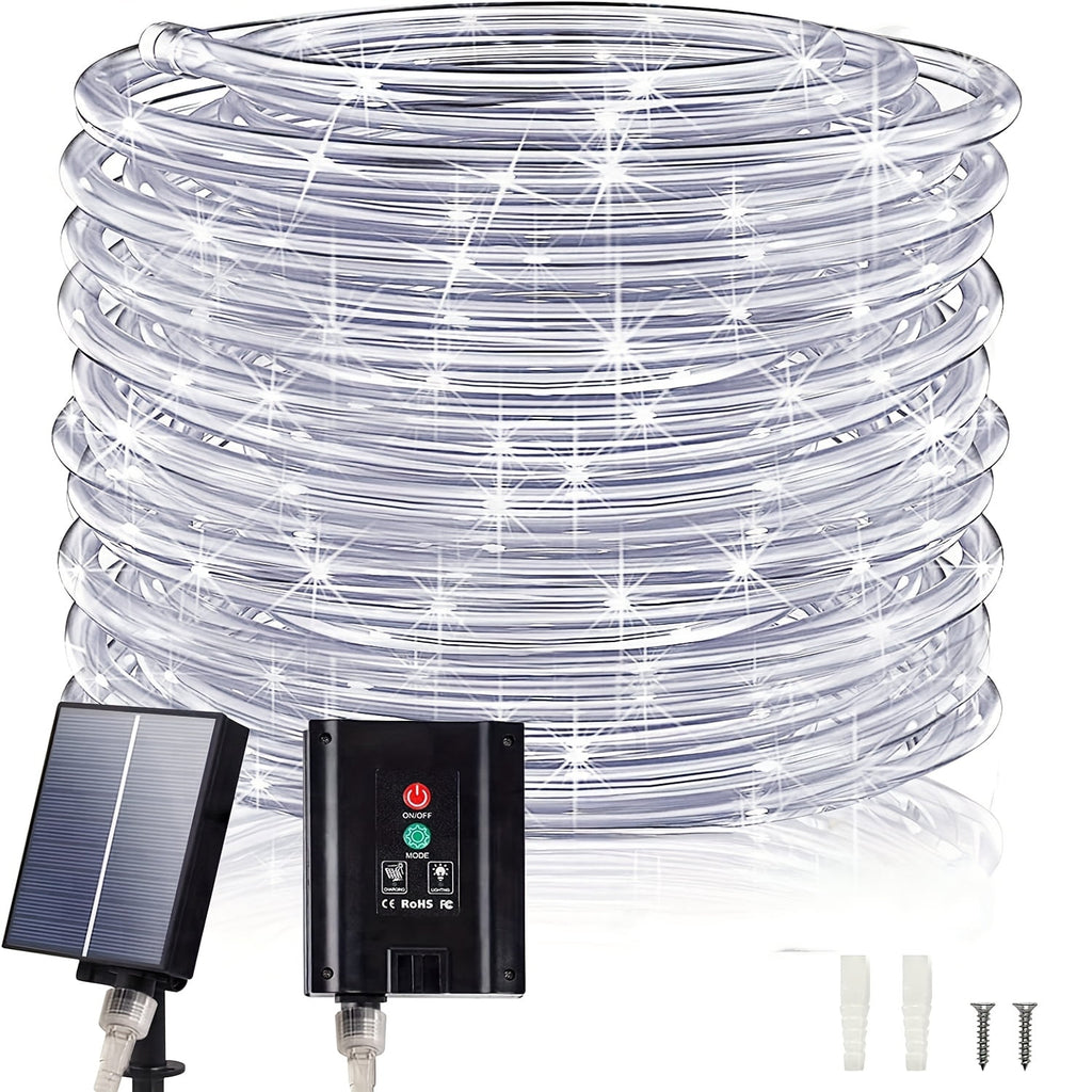 98FT 300 LED Solar Rope Lights, Multi‑Color 8 Lighting Modes, Solar Powered String Lights with 800mAh Battery & Removable Solar Panel, Outdoor Decor Light for Patio, Porch, Camping, Holiday Party