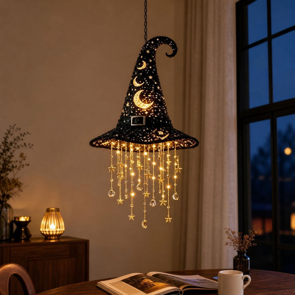 Clearance Witch Hat Halloween Light, LED Hanging Witch Hat Decoration,Battery Operated Spooky Lamp for Indoor Outdoor Party, Porch, Mantel Decor