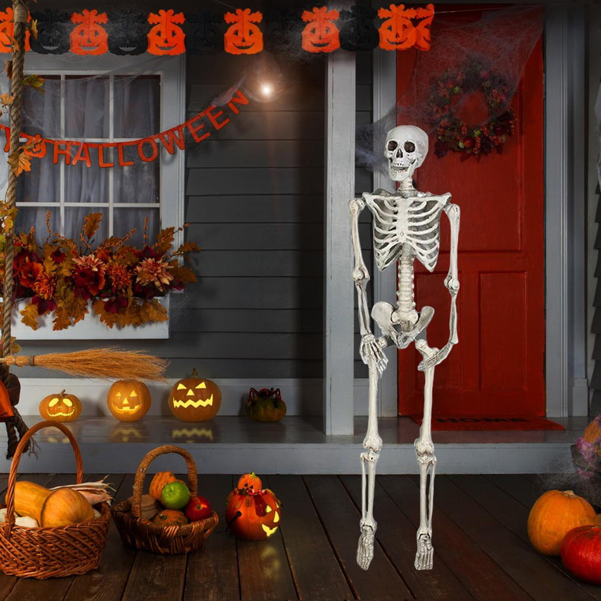FVDPWYE Skull Halloween Skeleton Full Body Realistic Decorations Faux Human Skeleton for