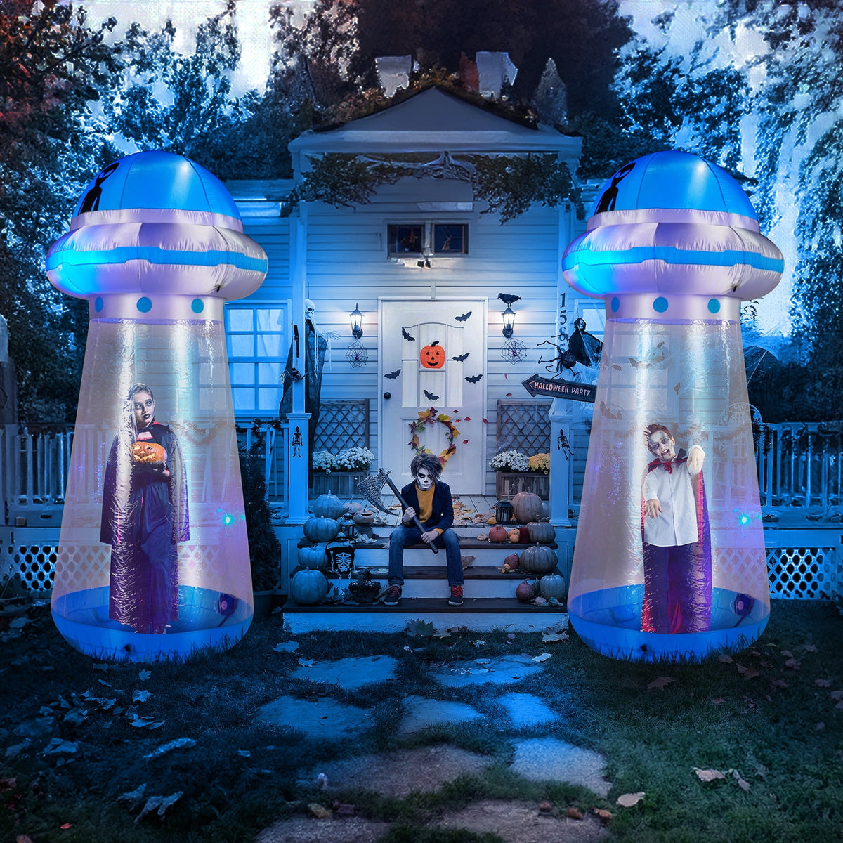 Zimtown 9 FT Halloween Inflatables UFO Decoration Photo Background Outdoor Halloween Decoration