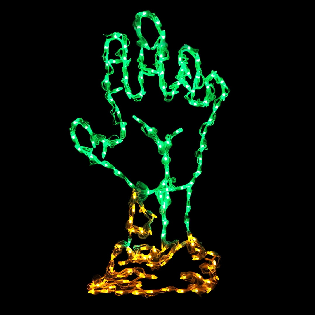 Holidynamics 36 Inch LED Wire Framed Zombie Hand Yard Decoration, 140 Lights