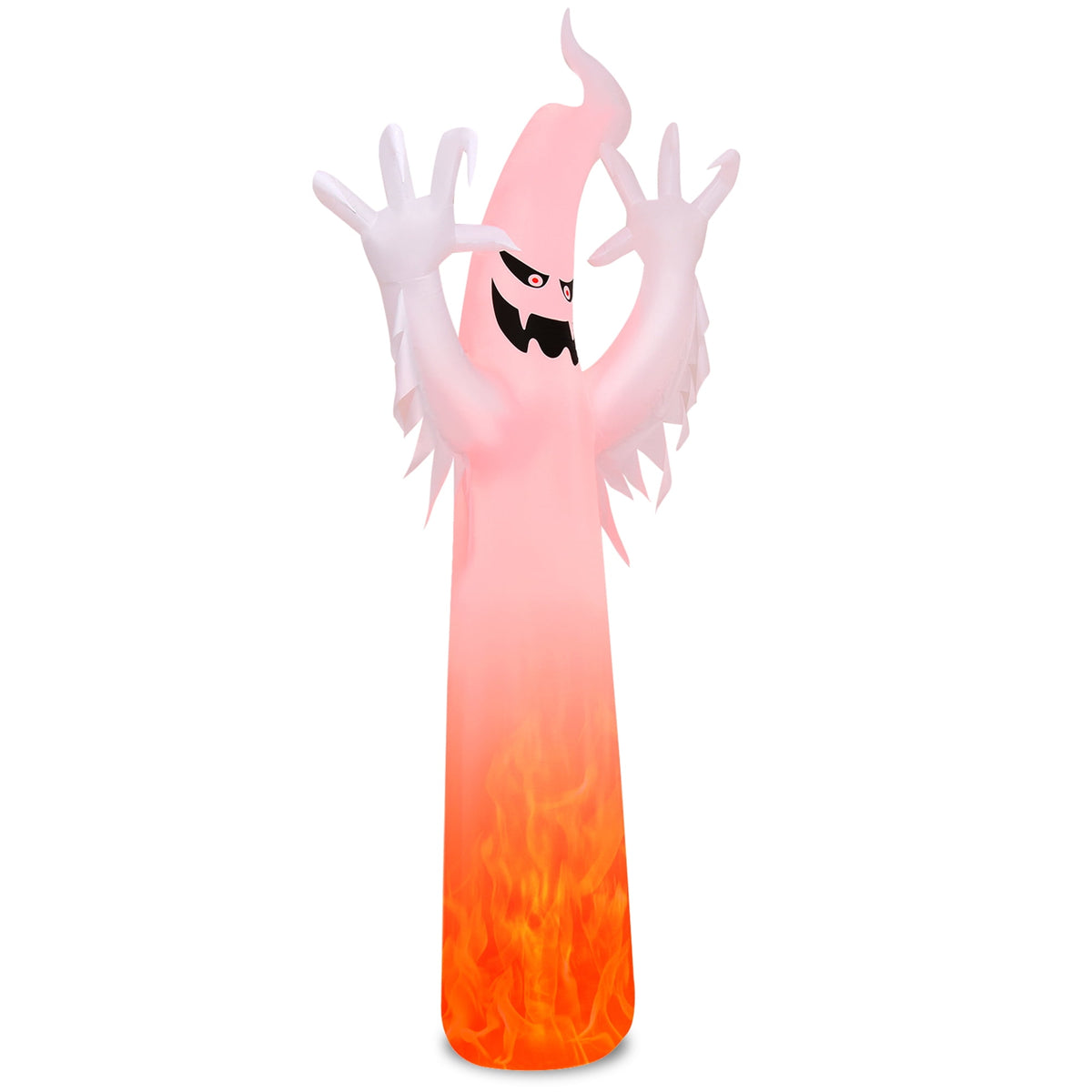 Gymax Ghost Blow Up Halloween Yard Inflatable, with Built-in Flame Light 12'