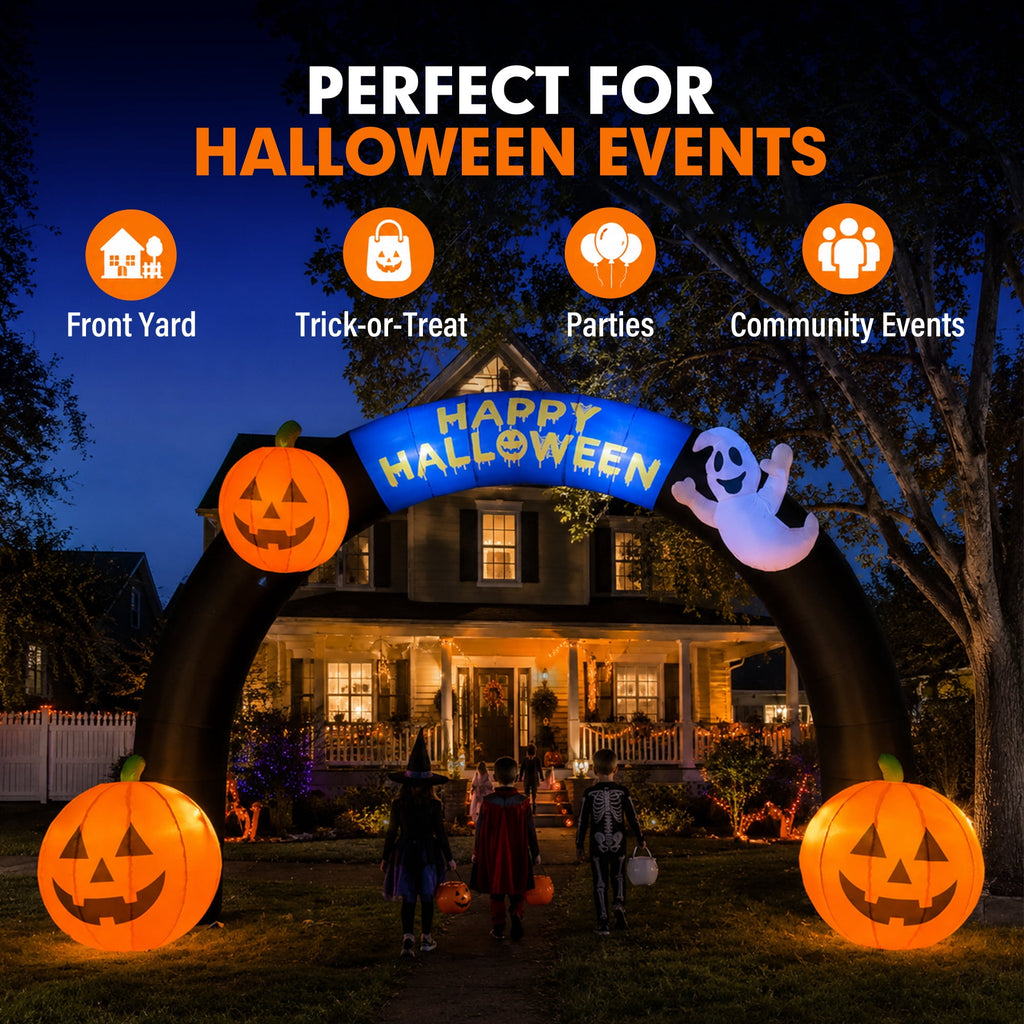 Wellcomer 20FT Inflatable Halloween Arch with LED Lights for Outdoor Decoration