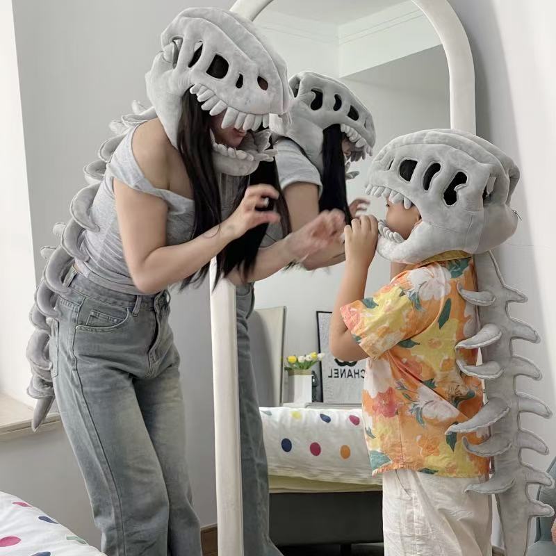 Dinosaur Skeleton Plush Decoration, Dinosaur Costume-3D Skeleton Design, Halloween Dinosaurs Skeletosn ，Approximately 63 inches in Length