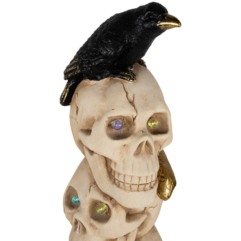 Northlight LED Lighted Skull Tower with Raven and Snake Halloween Decoration - 27.5" - Multicolor
