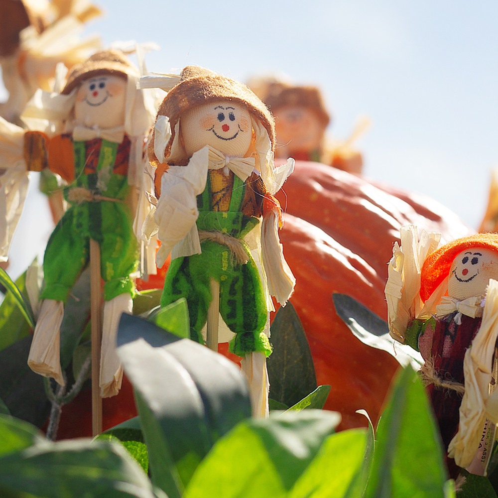 Mini Scarecrow Decorations for Halloween or Thanksgiving - Assorted Bulk Case of 60 - 13"OAL