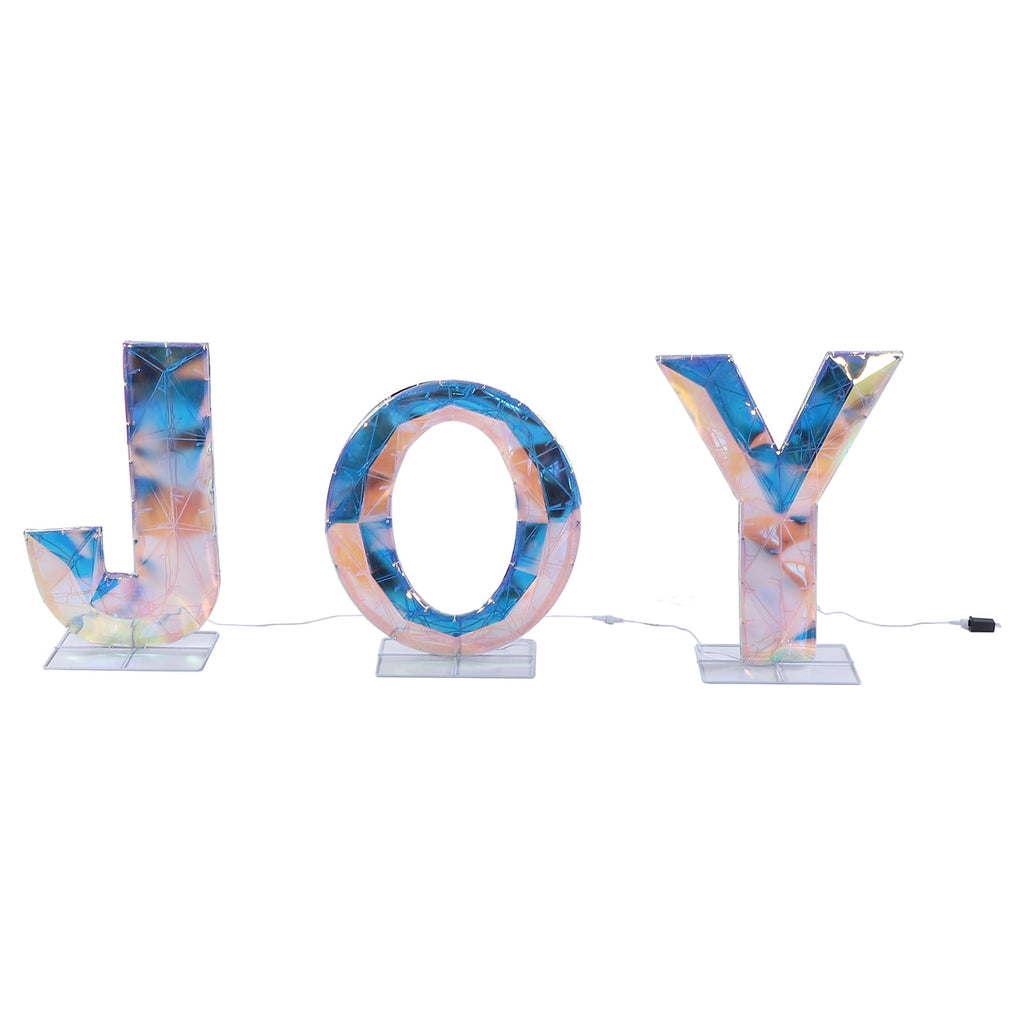 3 Piece Outdoor Xmas Decor Letters LED Lighted Prism Holiday Yard Decorations Metal PVC Lighted Patio Garden Decor