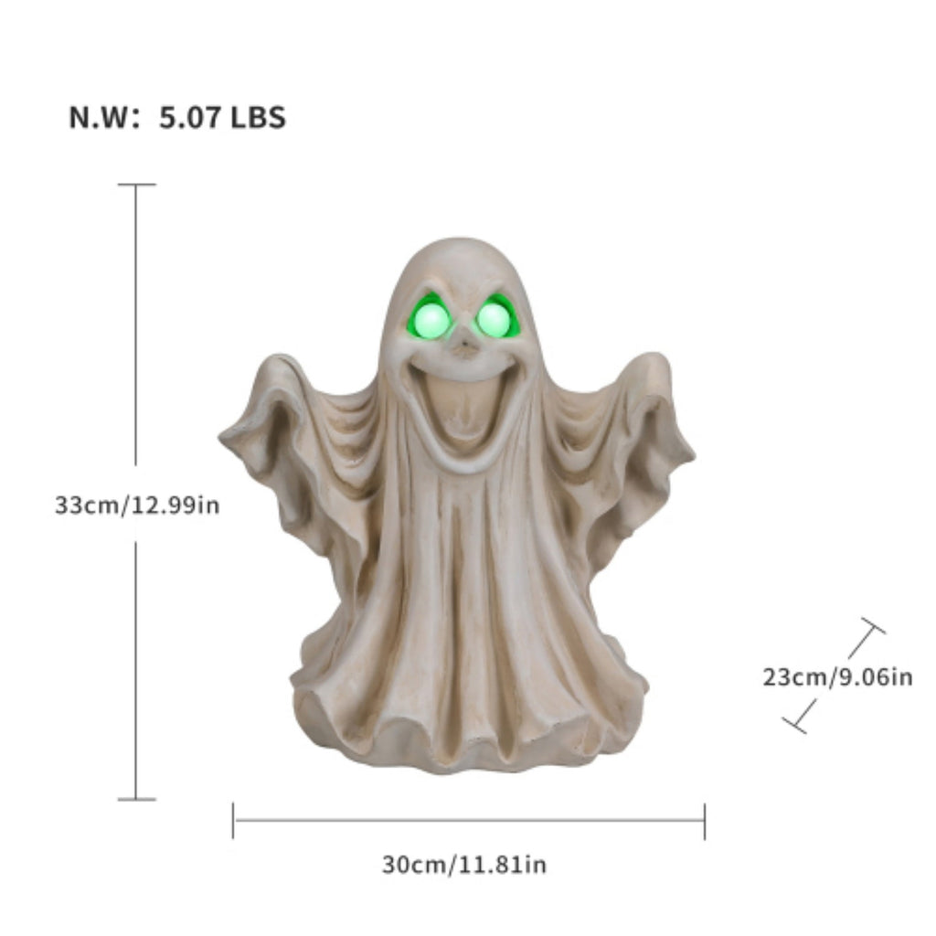 SpookHaven Halloween Jack‑O‑Lantern Pumpkin Mist Sprayer Figurine, LED Light‑Up Fogger with Witch Hat & Skull Decoration, Spooky Ornament for Tabletop Entryway Halloween Party Home Decor