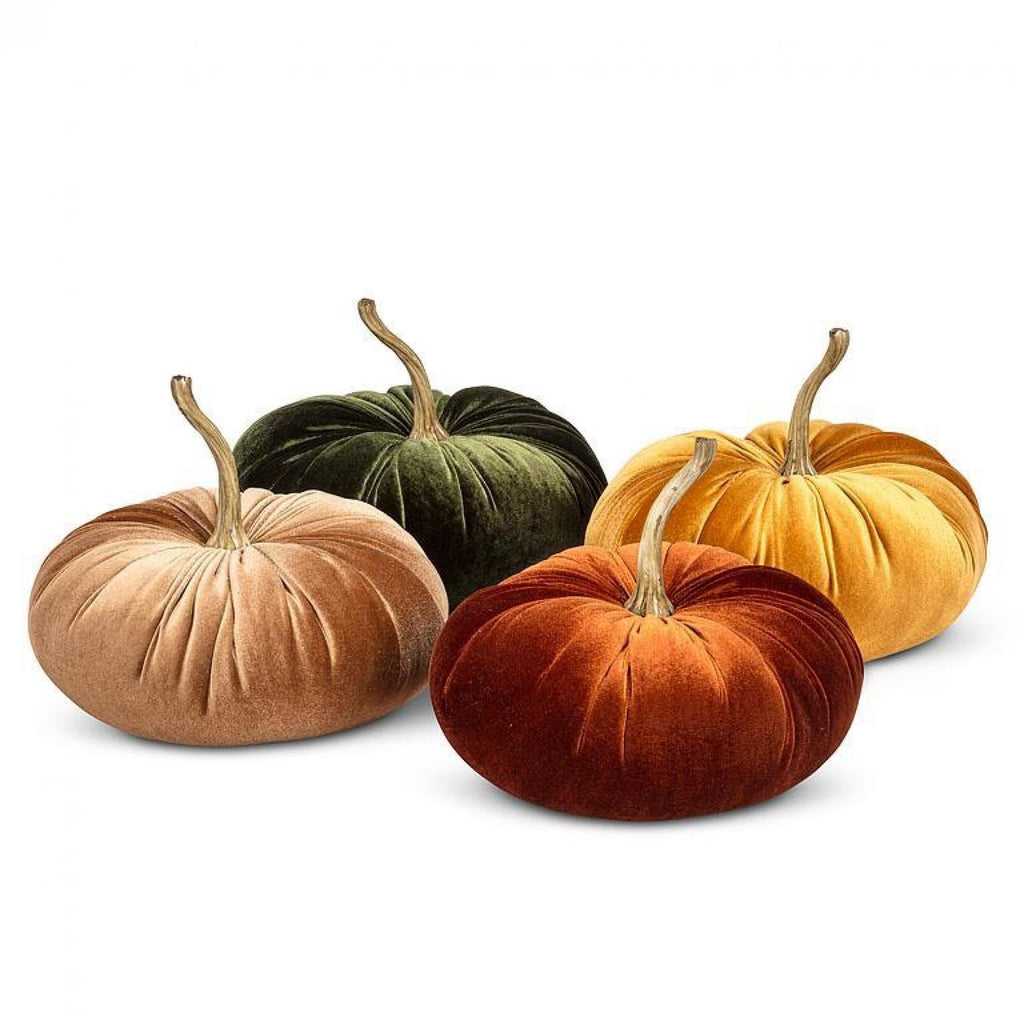 MDR Trading AB-27-VELOUR-LG 10 in. Velvet Pumpkins Halloween Decoration - Multi Color - Large - Set of 4