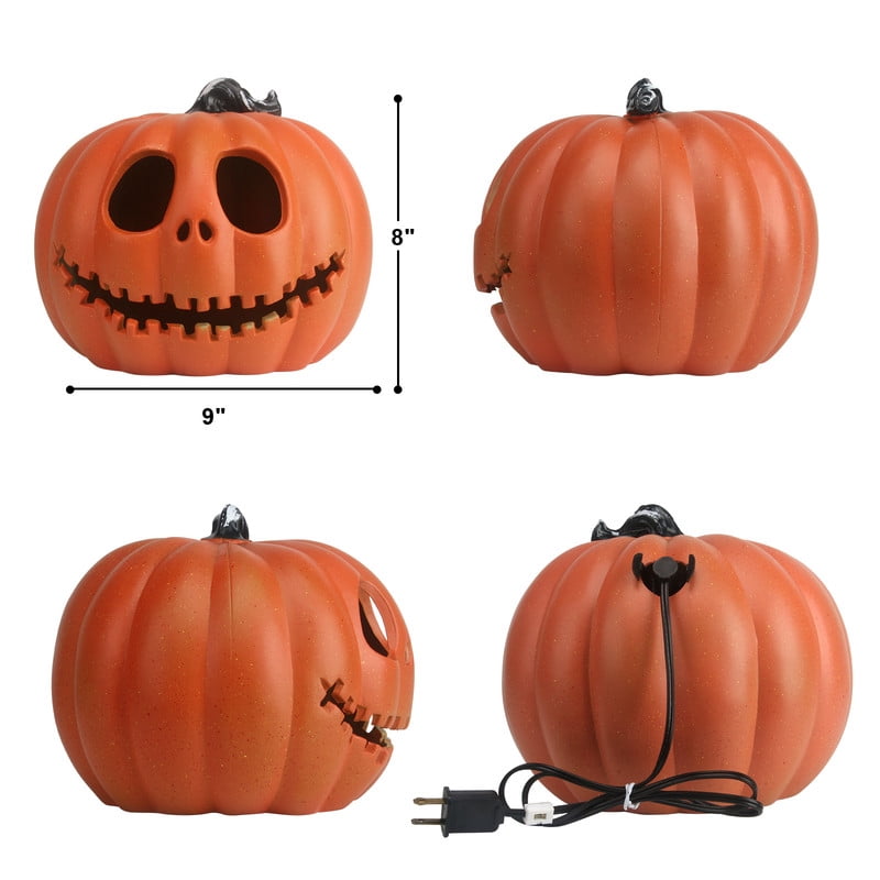 Active Mind Ltd Halloween Pumpkin Decorations 2-Pack 10" LED Light-Up Set, Waterproof Jack-O'-Lantern Ornaments for Indoor Outdoor Porch Yard Party