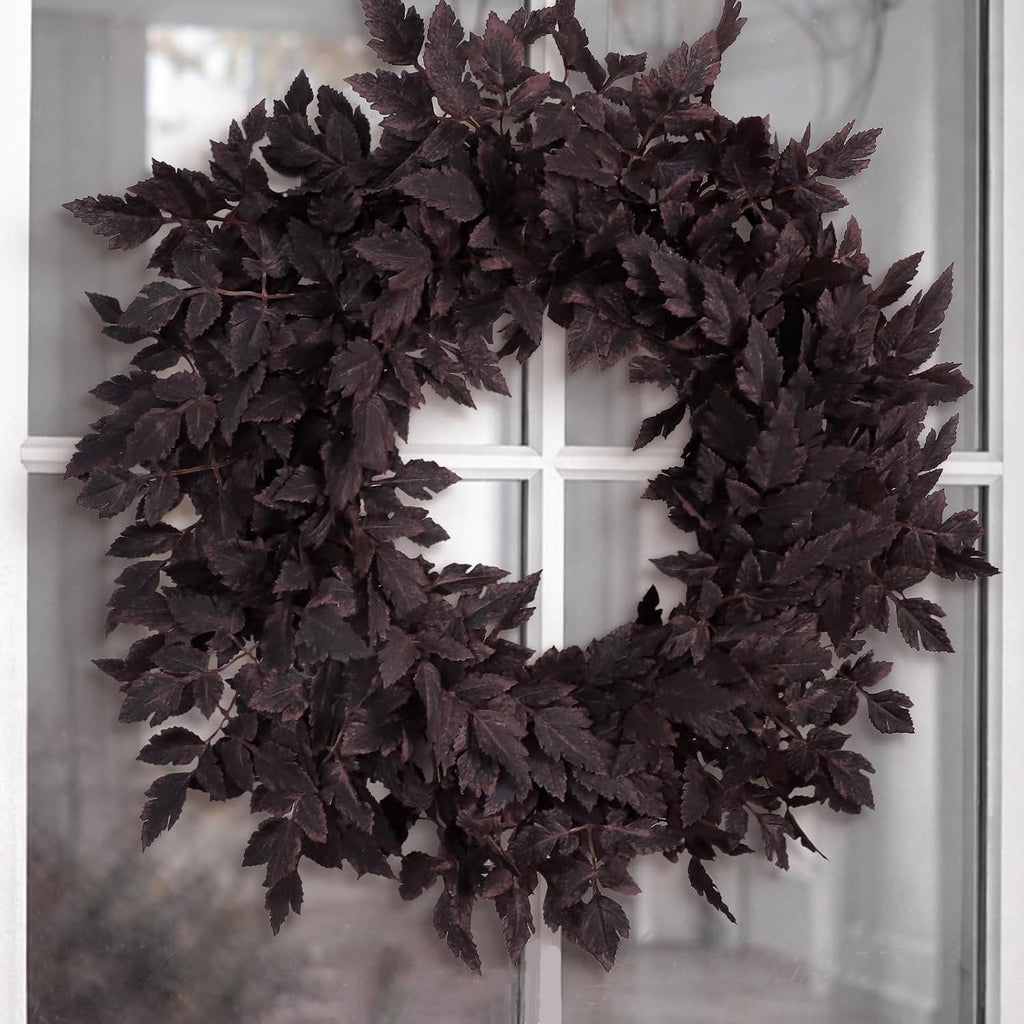Fall Wreath 24 Inch Cimicifuga Leaves For Front Door Halloween Decor