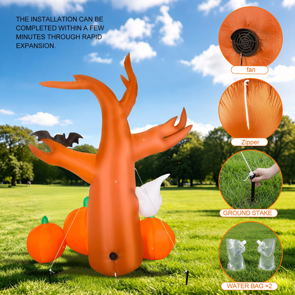MAGOTAN 6 FT Halloween Inflatable Pumpkin Halloween Inflatable Pumpkins and Cat Outdoor Yard Decoration Build-in 7 LED White Lights