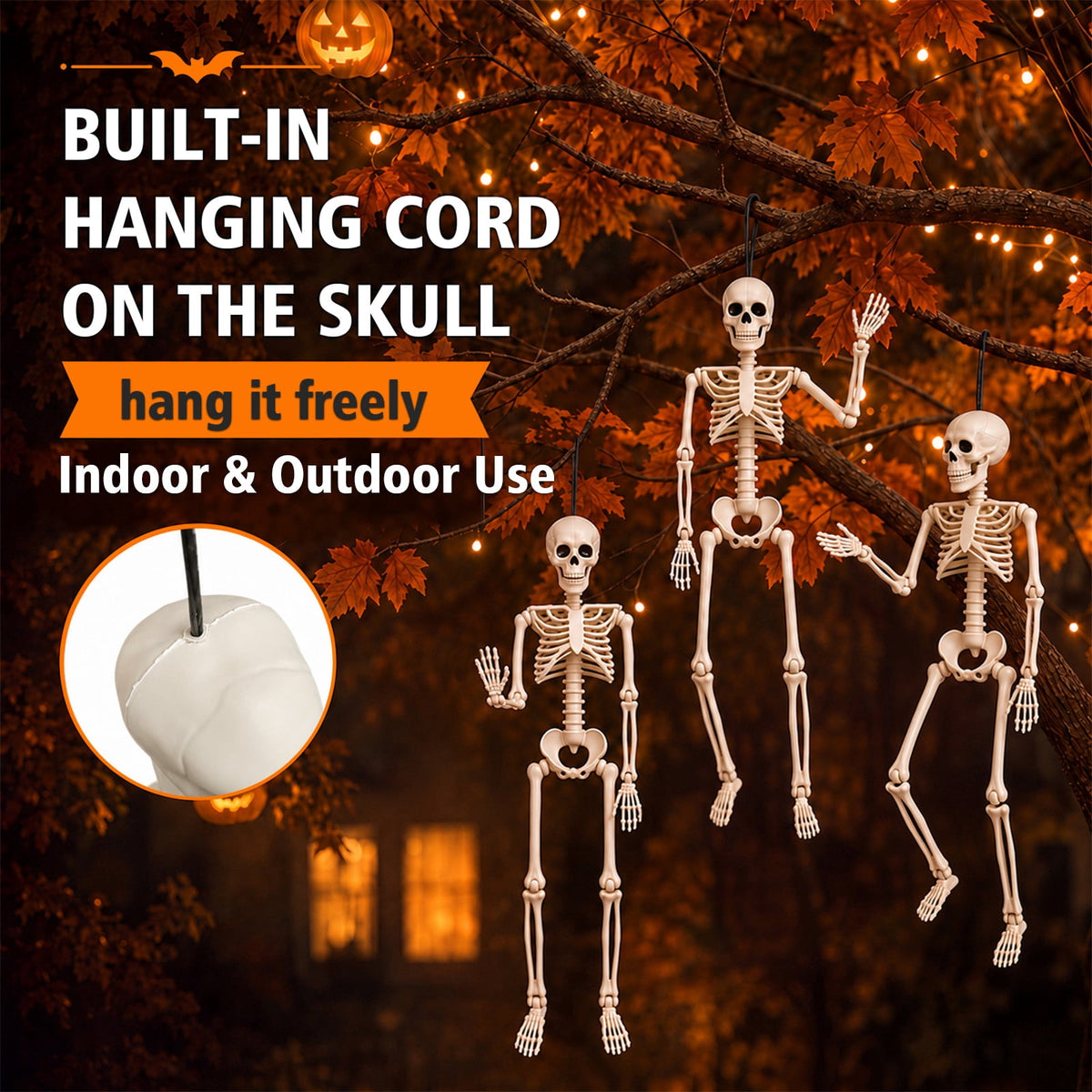 THE BRIVE 5.4ft Life Size Poseable Halloween Skeleton, Movable Joint Plastic Prop for Yard Porch Party Decor