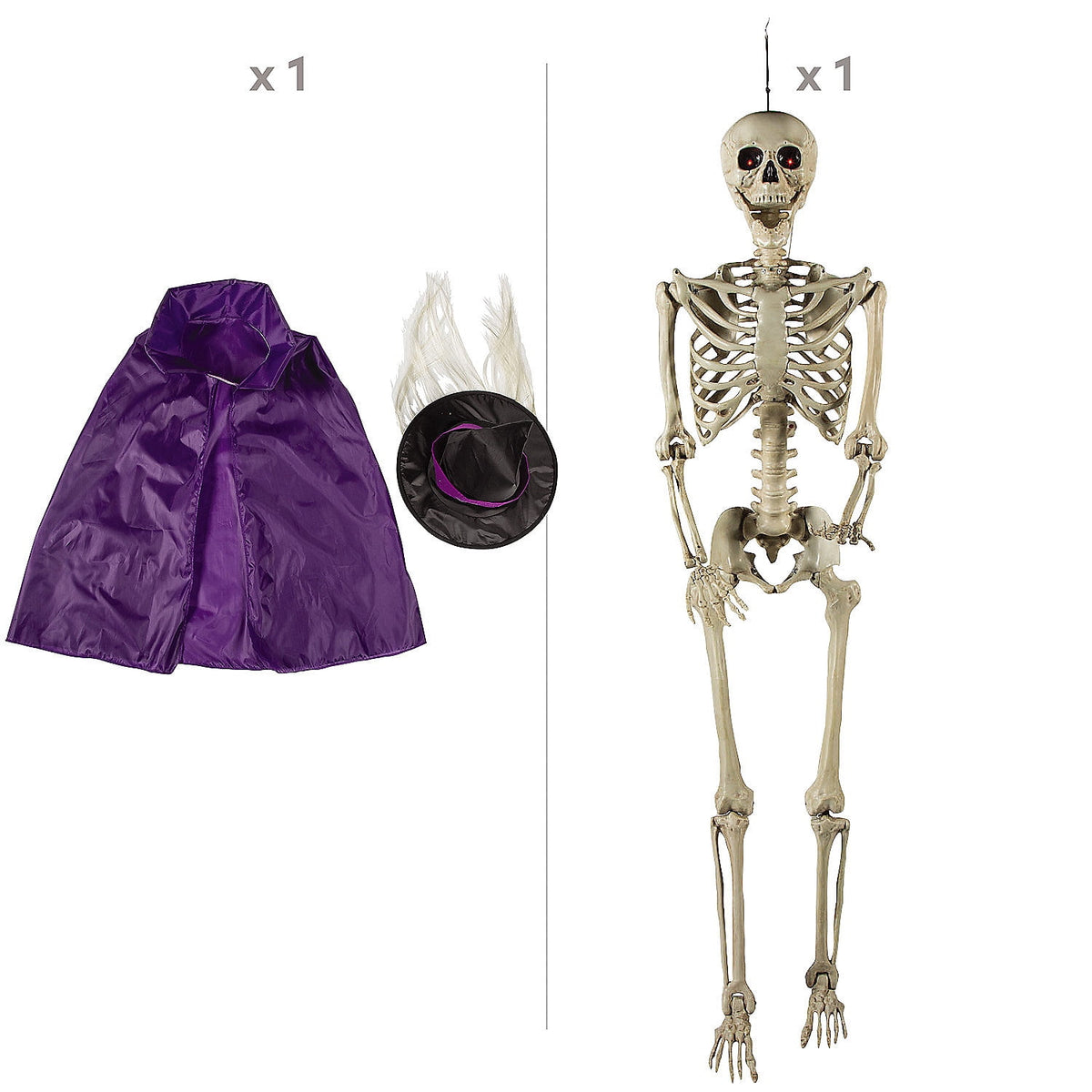 Life-Size Posable Skeleton with Witch Outfit Kit - 3 Pc