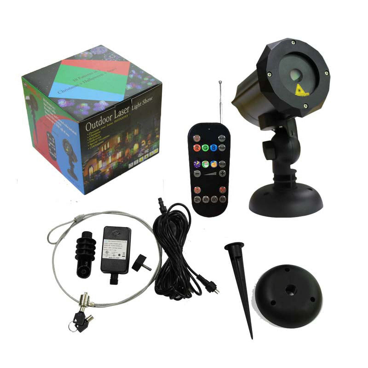 LEDMALL Motion Pattern Firefly 3 models in 1 Continuous 18 Patterns LEDMALL RGB Outdoor Laser Garden and Christmas Lights with RF remote control and Security kit