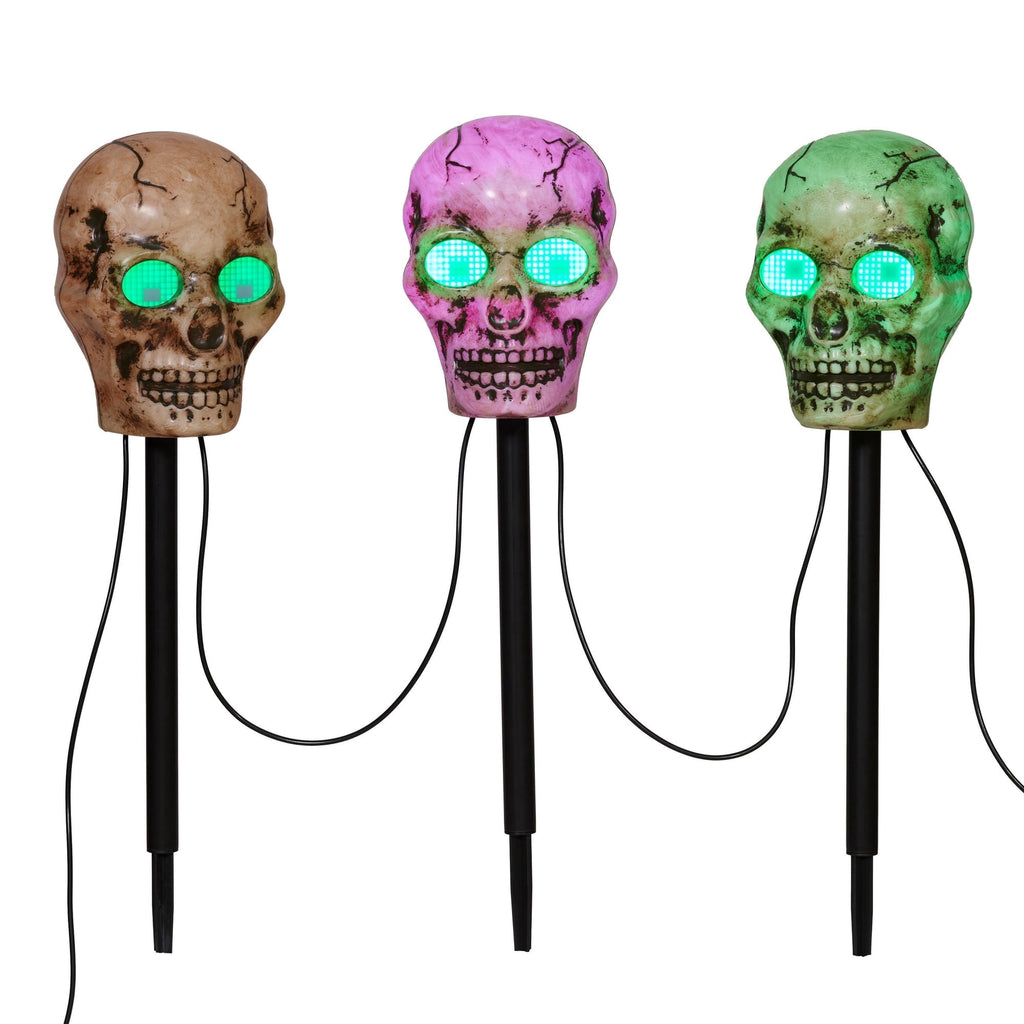 Color Changing Skull Stake Lights Set of 4
