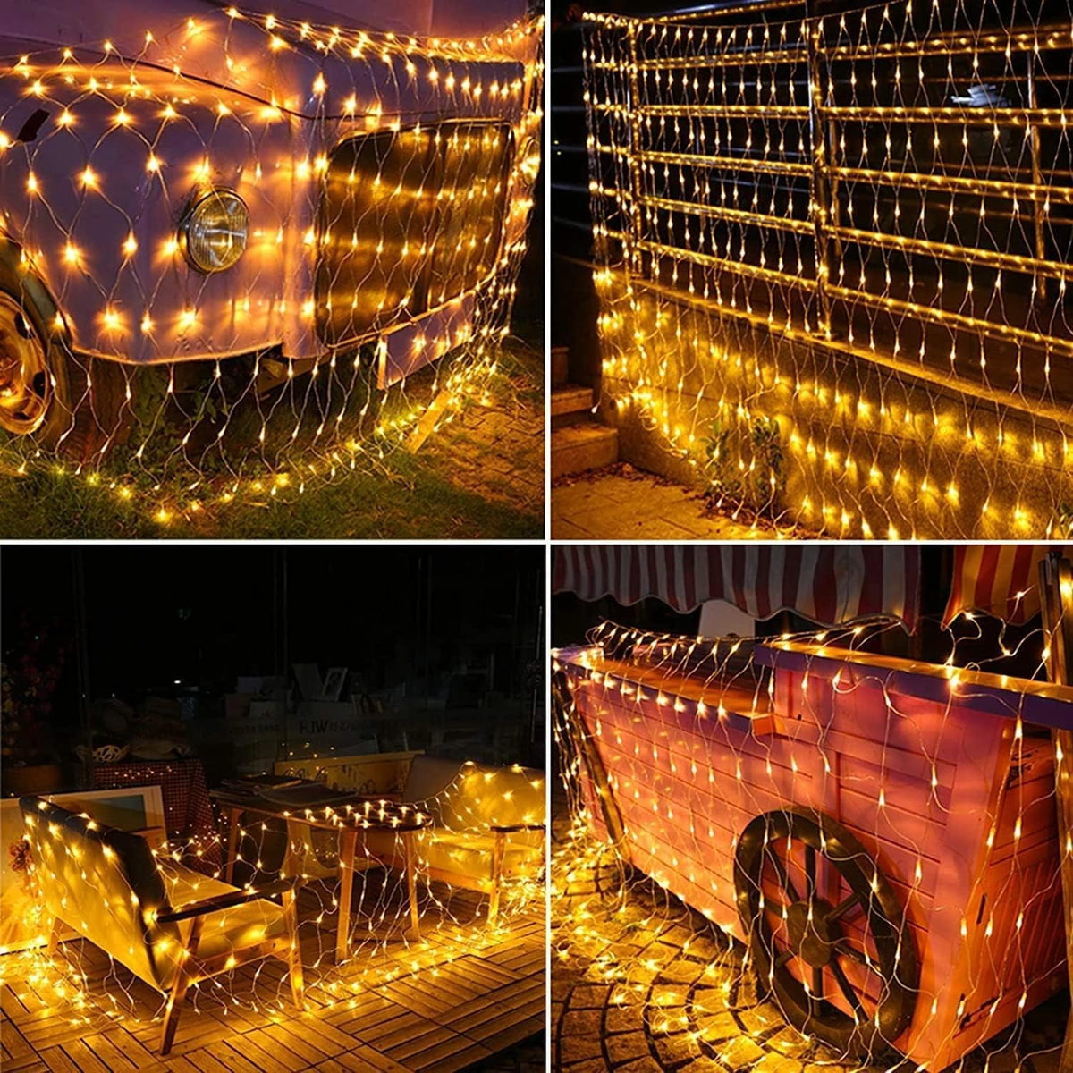 Garden Net Lights- Battery Operated 672 LED Waterproof Net Mesh Lights with 8 Modes- 6x4M Fairy String Lights for Outdoor Indoor Christmas Tree- Bush- Backyard- Garden- Party Décor.