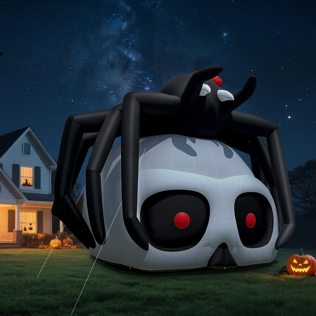 Wellcomer 20ft Giant Inflatable Spider-Skull with Blower - Halloween Outdoor Decor