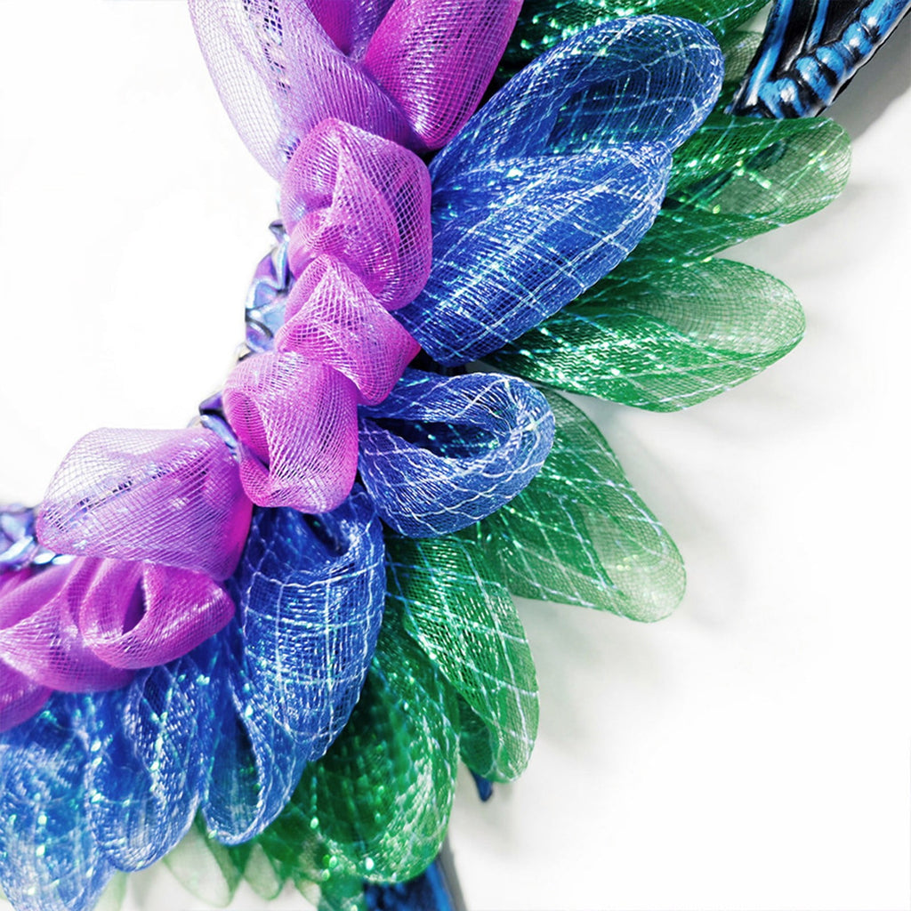 Aximioll Halloween Blue Wreath, Artificial Layered Floral, Halloween Wreath for Front Door, Entryway and Mantel
