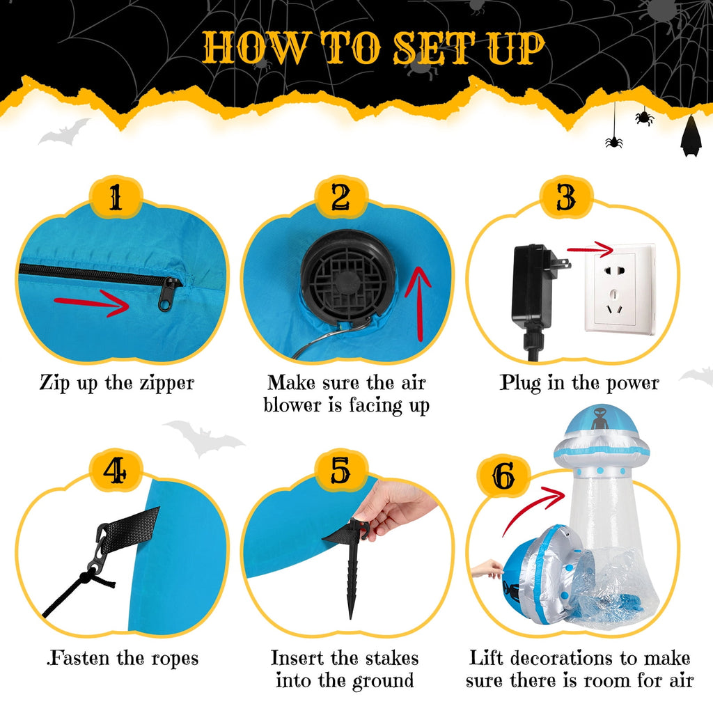Zimtown 9 FT Halloween Inflatables UFO Decoration Photo Background Outdoor Halloween Decoration