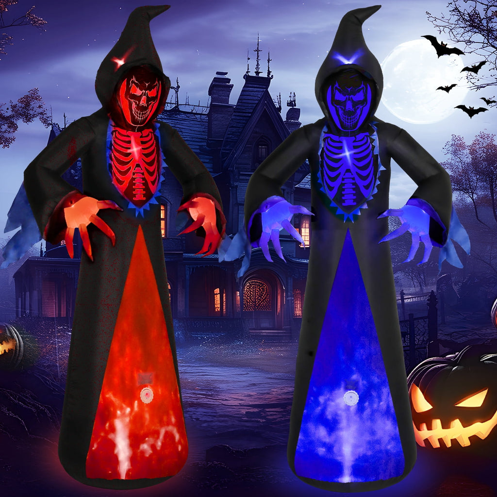 Areker 12ft Halloween Inflatable Grim Reaper, 7 Modes 3D Flame Lights Spooky Blow up Yard Decor, Waterproof & Easy Setup Halloween Ghost for Garden Patio Lawn