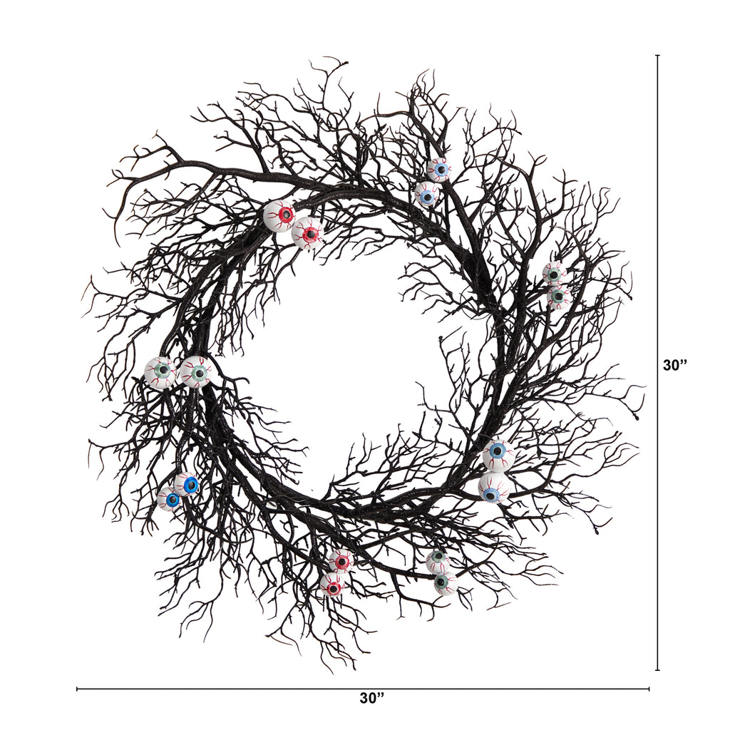 Nearly Natural 30in. Halloween Gazing Eyeballs Twig Wreath