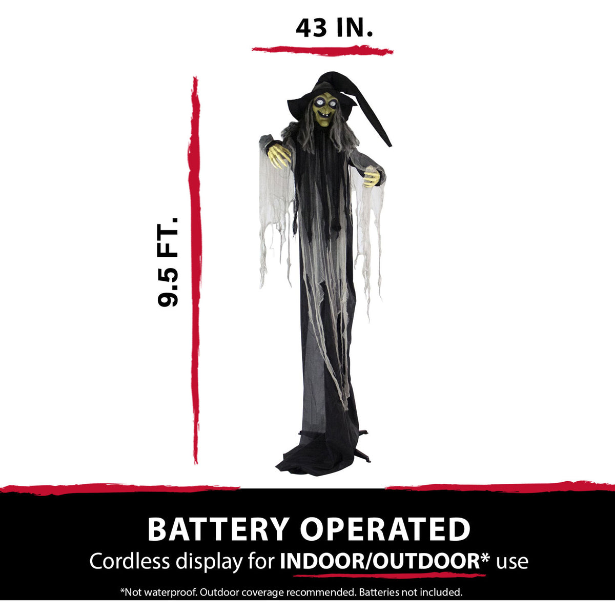 Haunted Hill Farm 6 ft Animatronic Talking Forest Witch with Movement and Lights for Scary Halloween Decoration, HHWITCH-44FLSA
