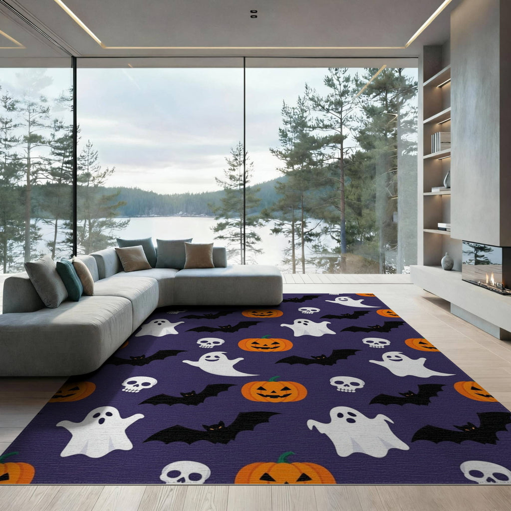 ODIKA Halloween October Phantom Gourd Flying Creature Fiber Doormat Stain Resistant Low Profile for Dorm Room, Small Living Apartment