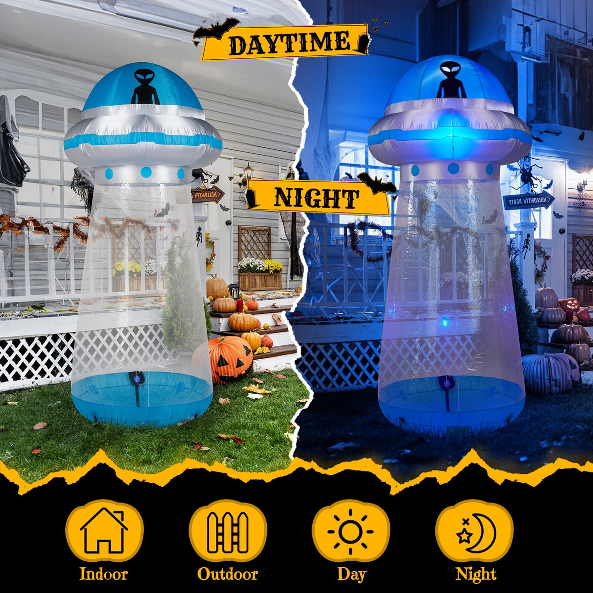 Zimtown 9 FT Halloween Inflatables UFO Decoration Photo Background Outdoor Halloween Decoration